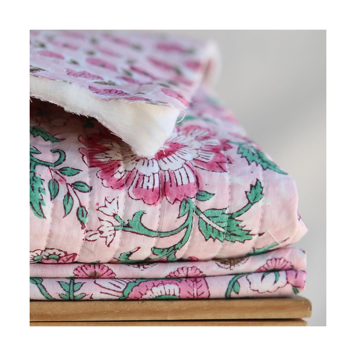 Keya - Tissu indien matelassé double face coton hand block largeur 100cm