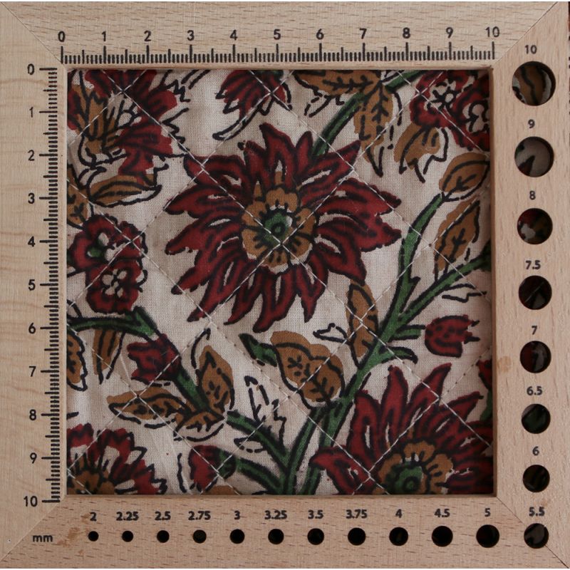 Mira - Tissu indien matelassé double face coton hand block teal largeur 100cm