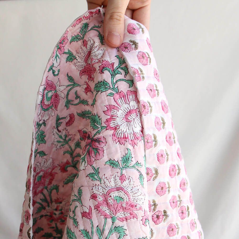 Keya - Tissu indien matelassé double face coton hand block largeur 100cm