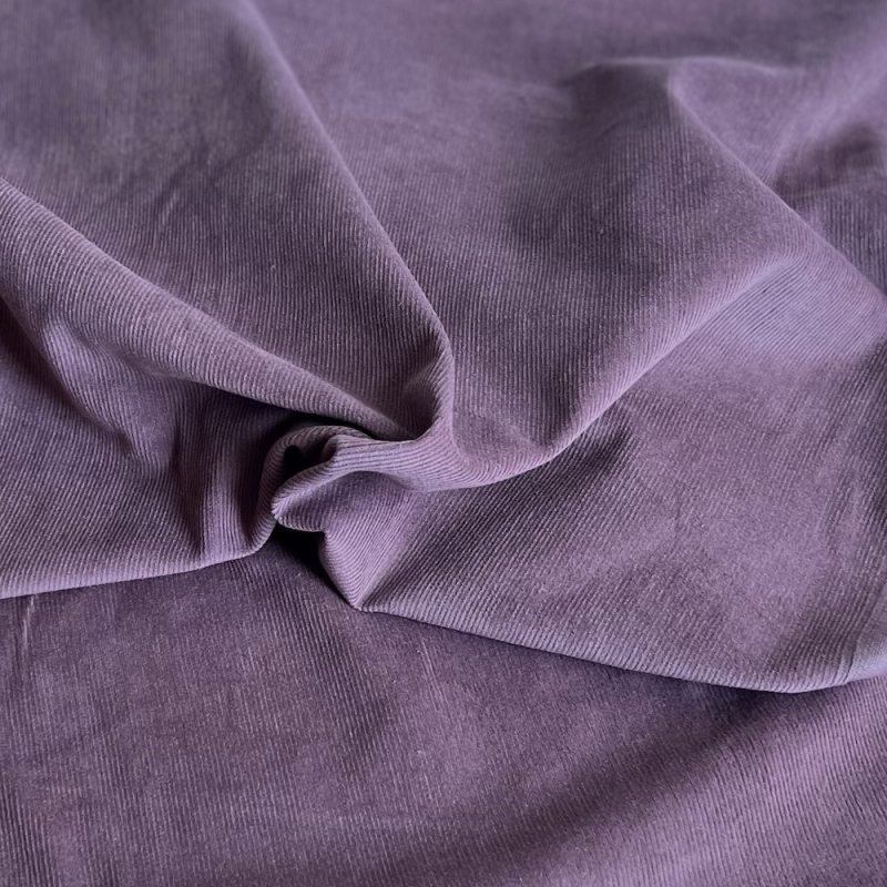 Velours milleraies coton organique coloris figue  - 1