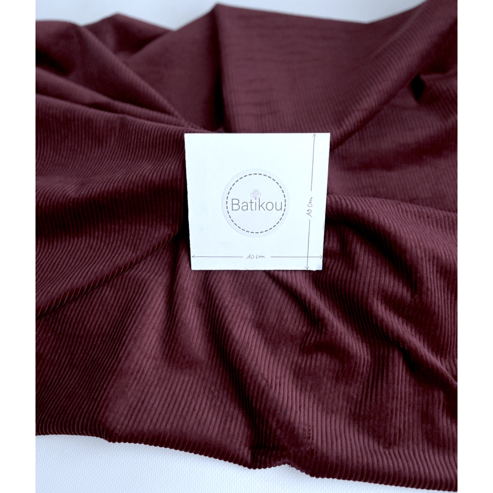 Velours à côtes coton organique coloris bordeau  - 4