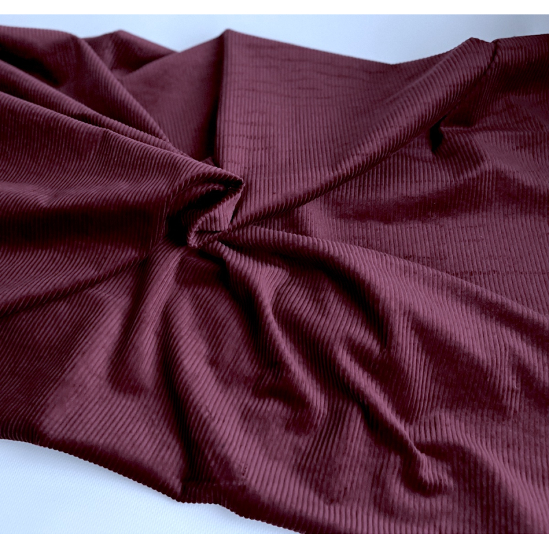 Velours à côtes coton organique coloris bordeau  - 5