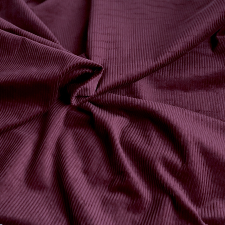 Velours à côtes coton organique coloris bordeau  - 1