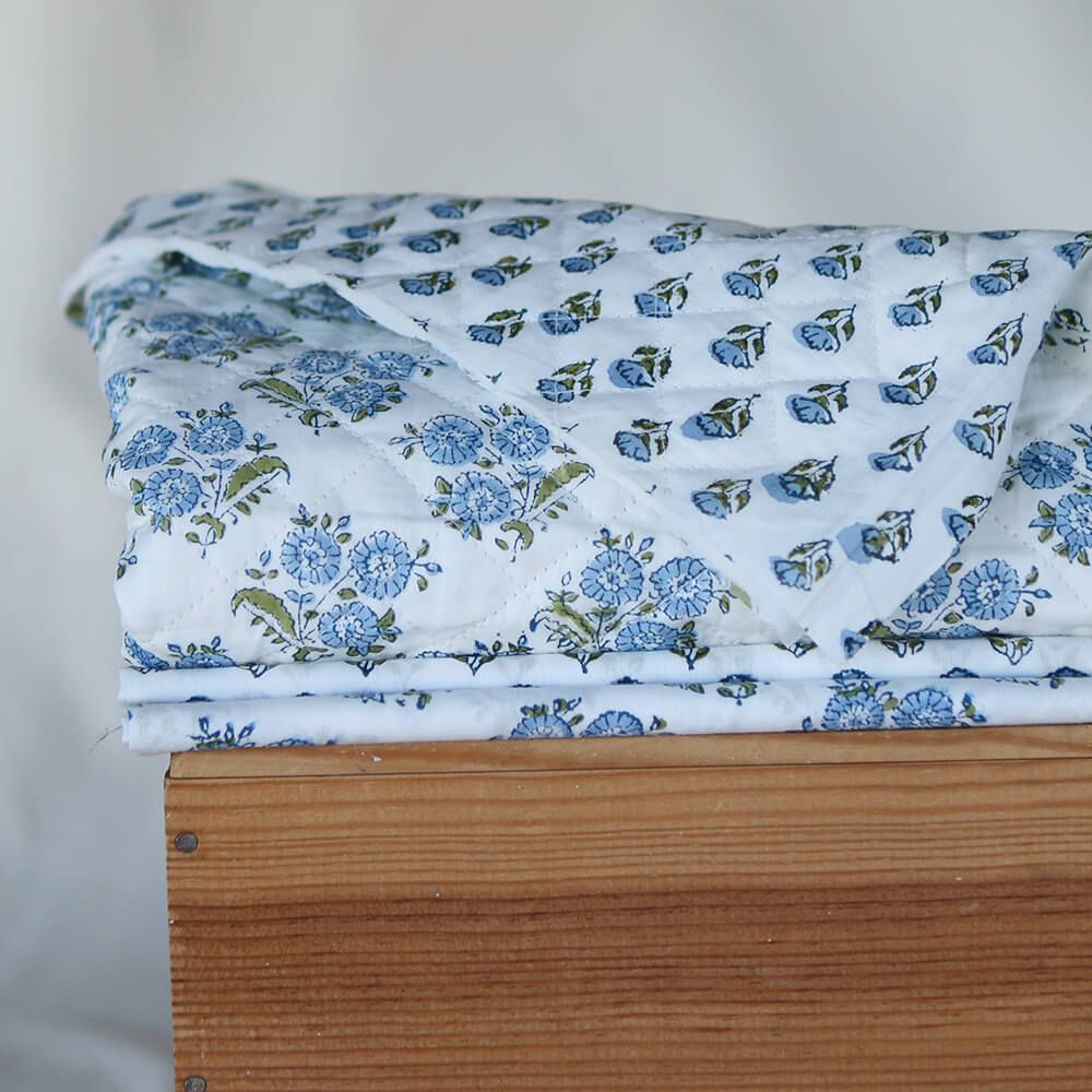 Anika - Tissu indien matelassé double face coton hand block largeur 100cm