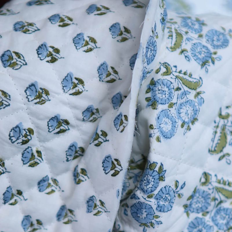 Anika - Tissu indien matelassé double face coton hand block largeur 100cm