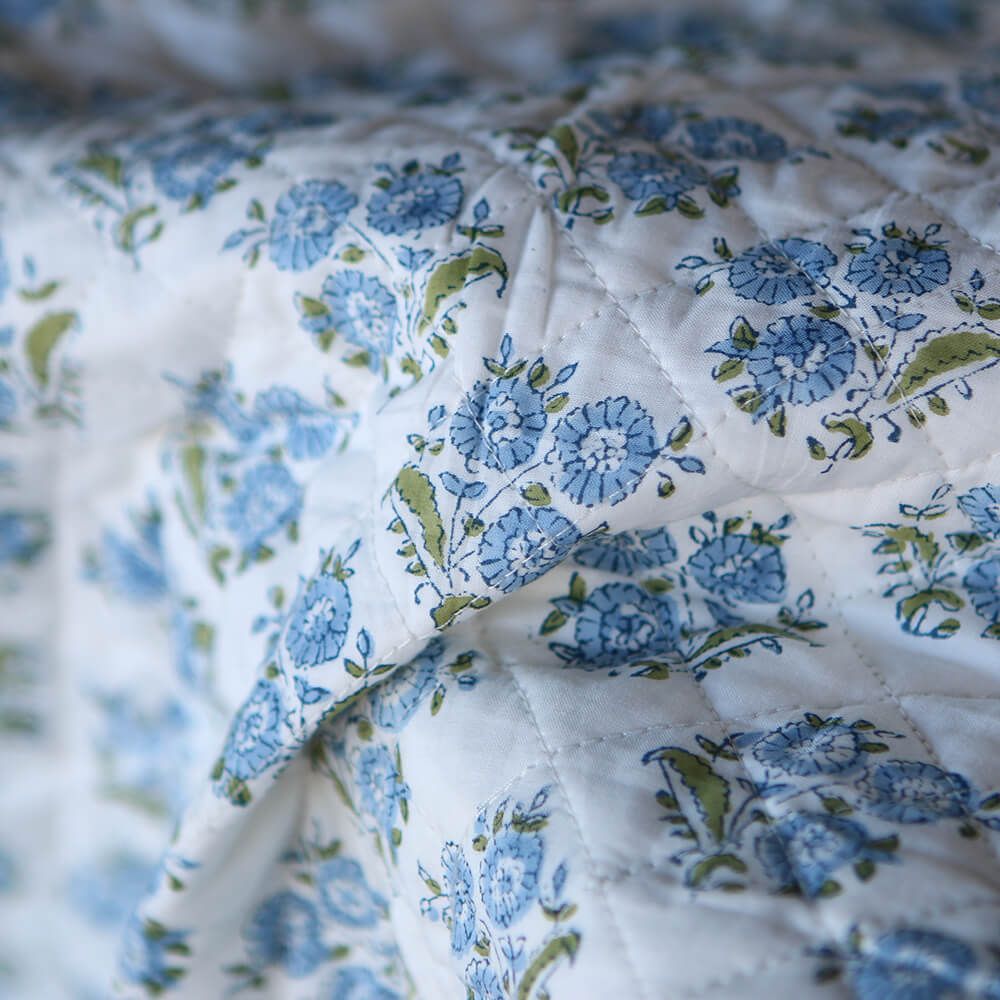 Anika - Tissu indien matelassé double face coton hand block largeur 100cm