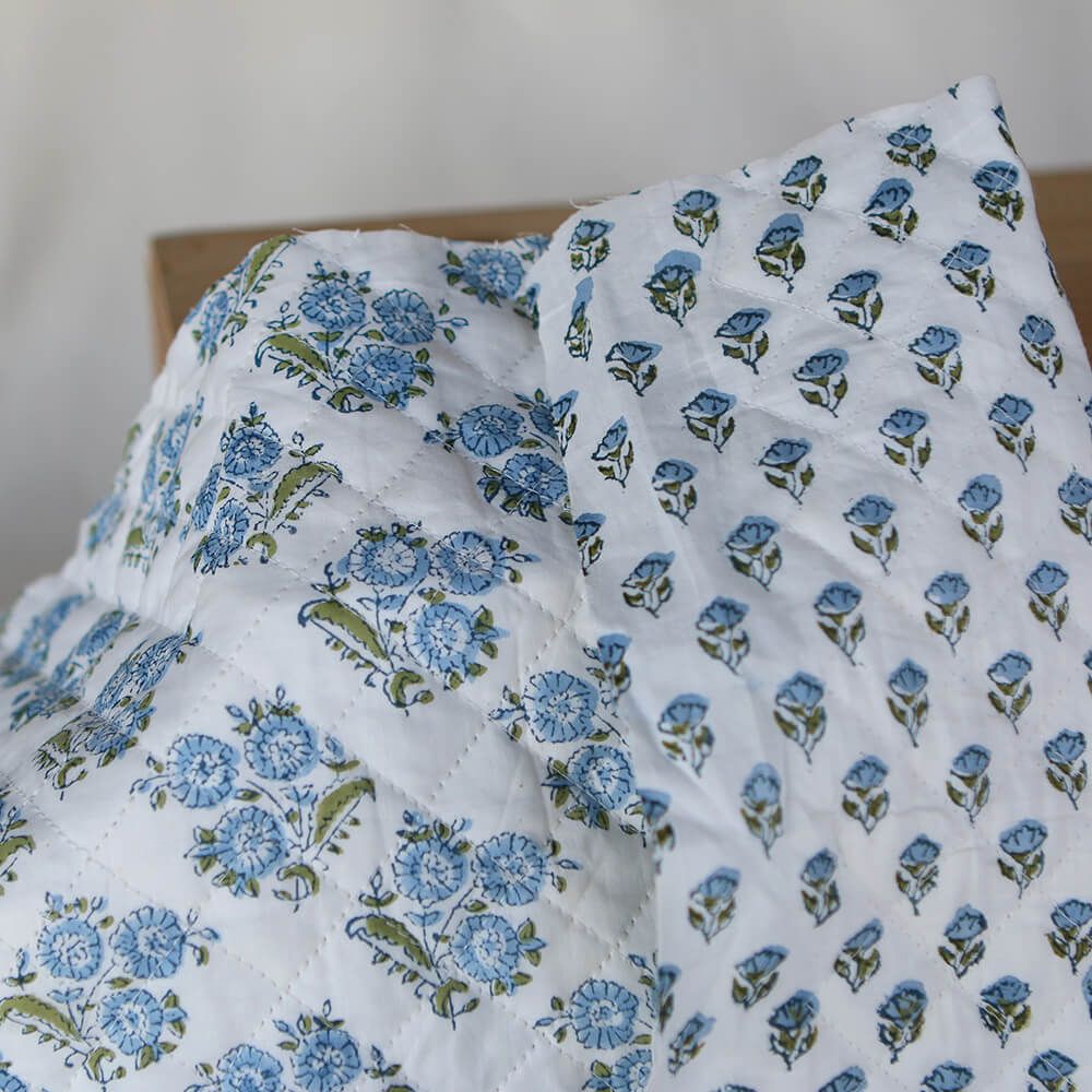 Anika - Tissu indien matelassé double face coton hand block largeur 100cm