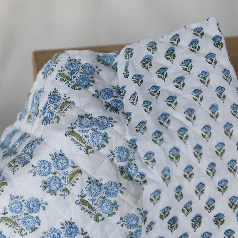 Anika - Tissu indien matelassé double face coton hand block largeur 100cm