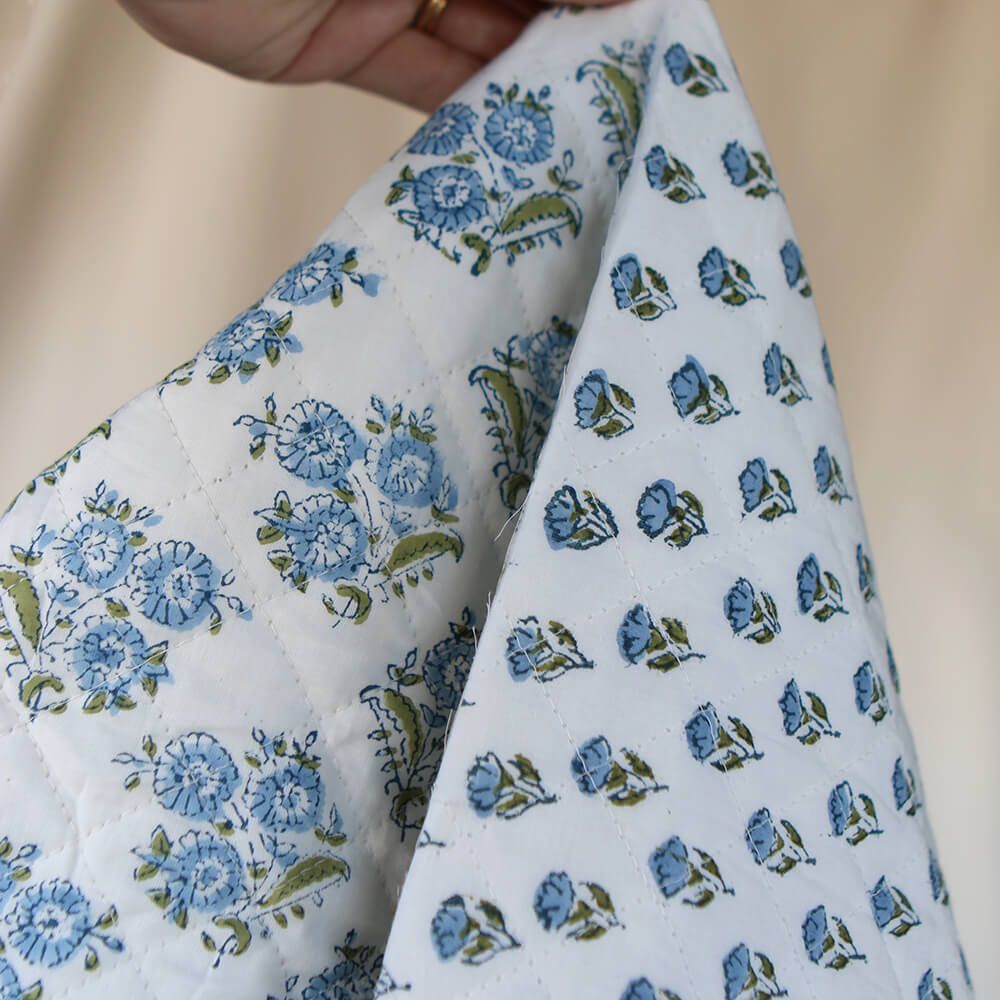 Anika - Tissu indien matelassé double face coton hand block largeur 100cm