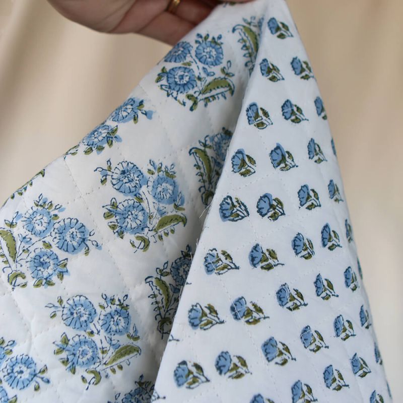 Anika - Tissu indien matelassé double face coton hand block largeur 100cm