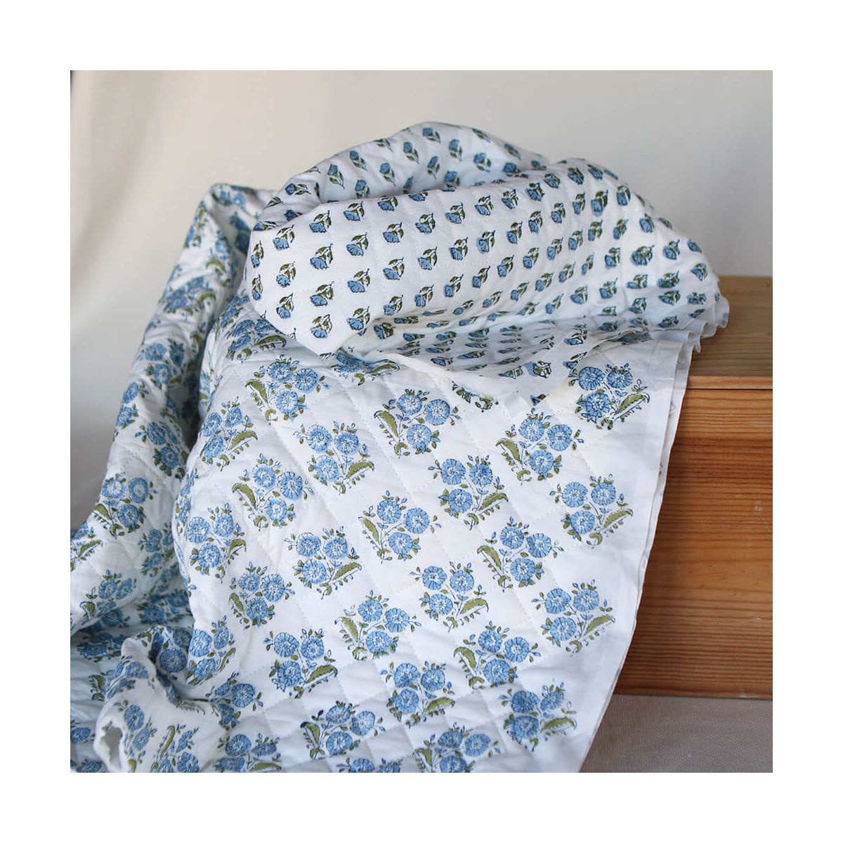 Anika - Tissu indien matelassé double face coton hand block largeur 100cm