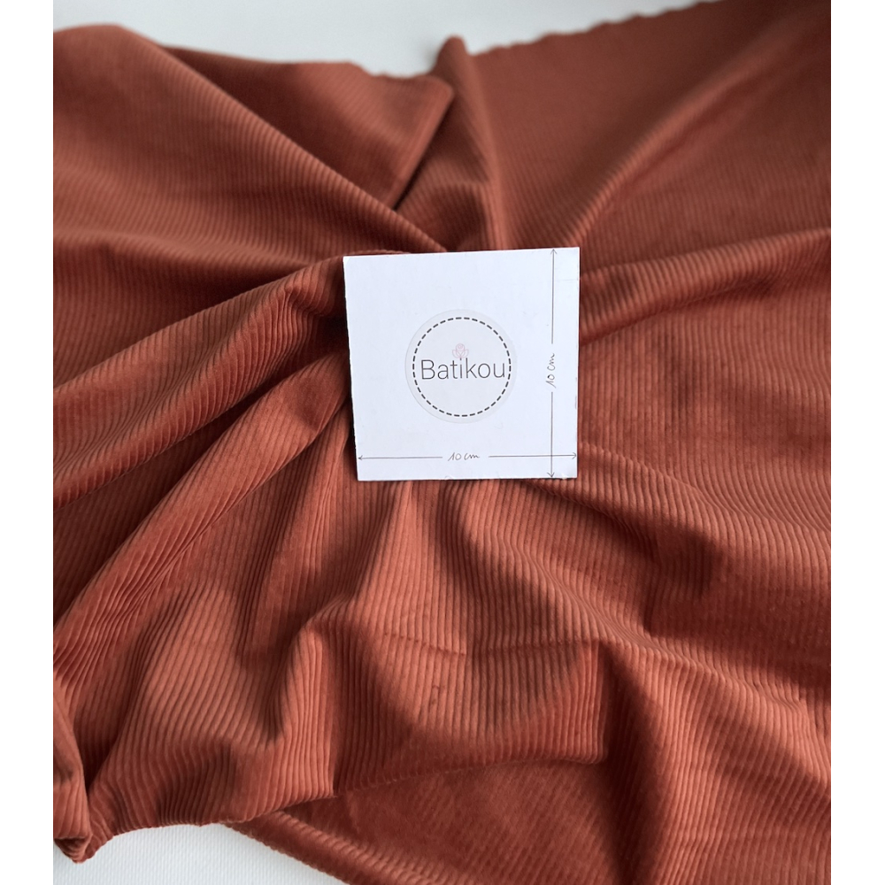 Velours à côtes coton organique coloris roux écureuil  - 3