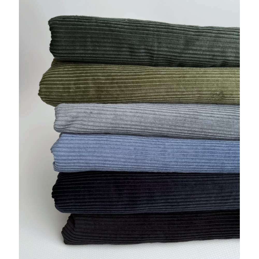 Velours à côtes coton organique coloris vert mousse  - 5