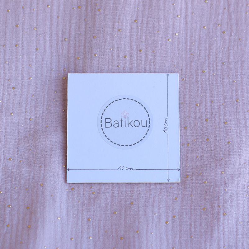 Double gaze de coton pois dorés fond vieux rose