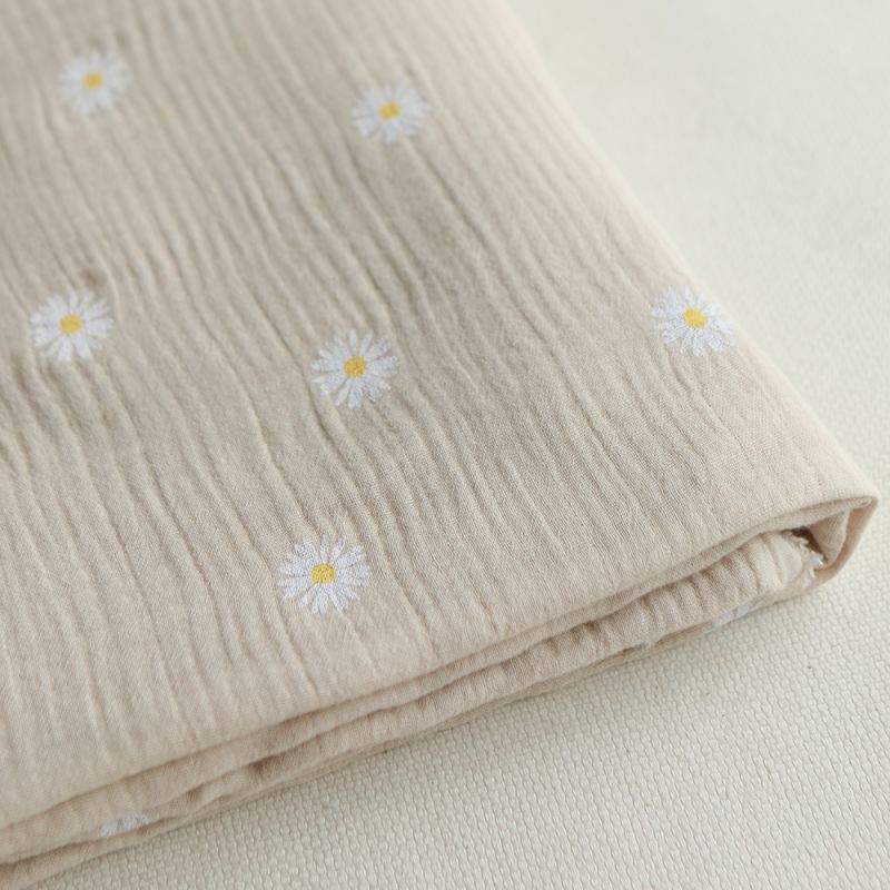 Daisy - Double gaze coton BIO motif exclusif fond crème
