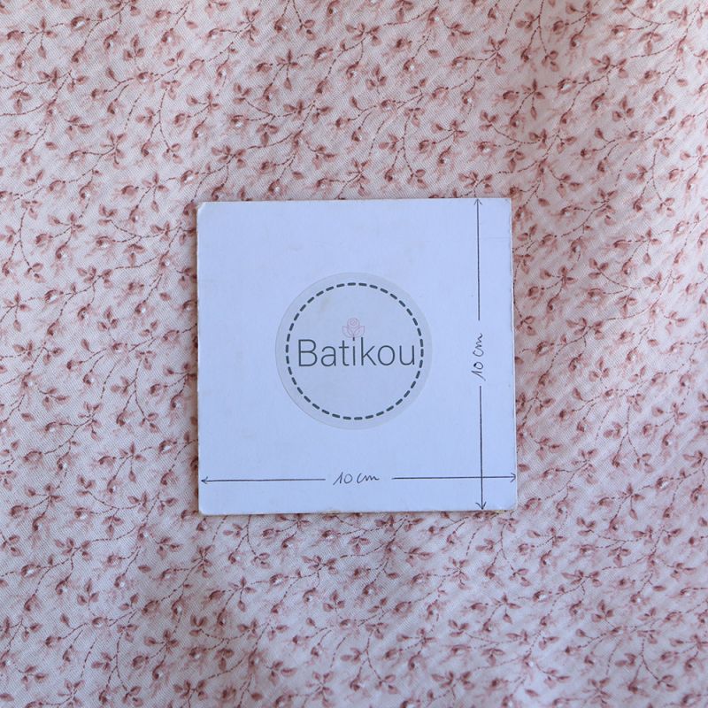 Harper - Double gaze de coton motif fleuri fond rose clair