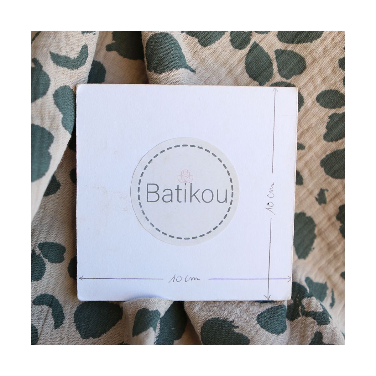 Karakulac - Double gaze de coton fond beige motif anthracite