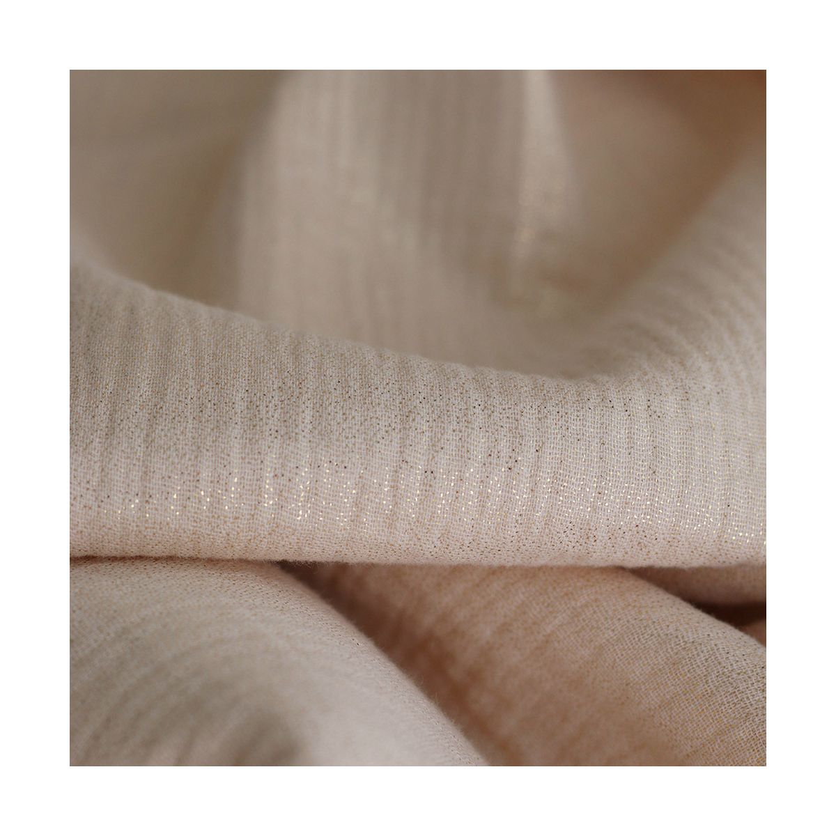 Double gaze de coton crème nude à paillettes