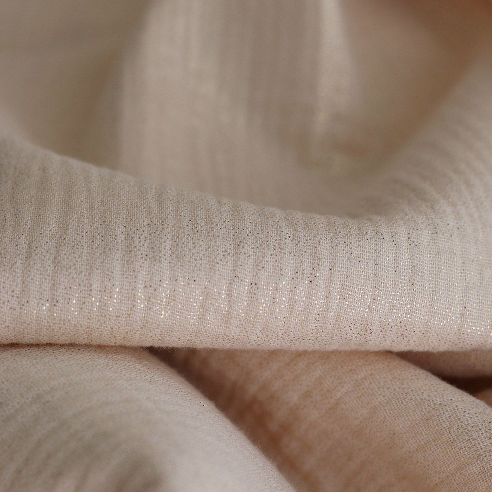 Double gaze de coton crème nude à paillettes