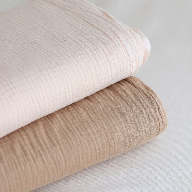 Double gaze de coton crème nude à paillettes