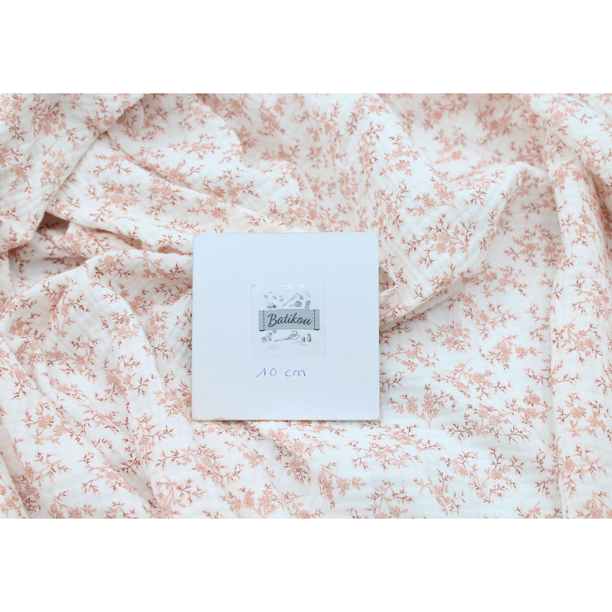 Meriem - Double gaze de coton BIO motif exclusif Pêche frais Tissus issus de l'agriculture biologique  - 7