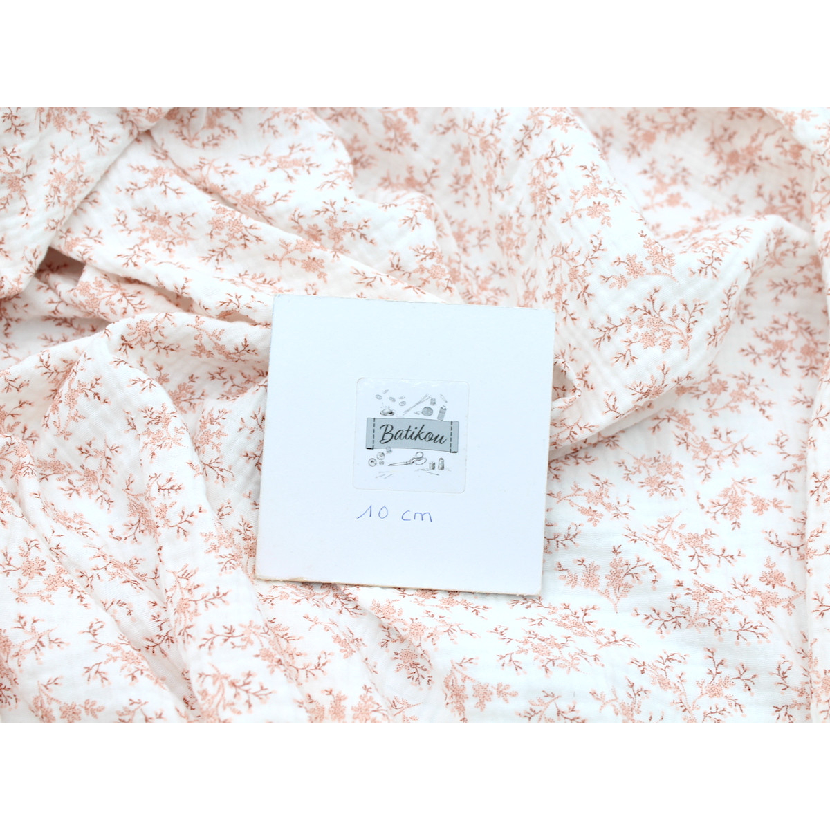 Meriem - Double gaze de coton BIO motif exclusif Pêche frais Tissus issus de l'agriculture biologique  - 3