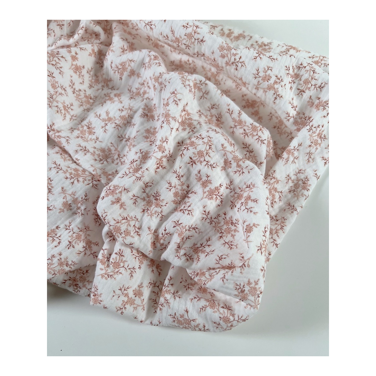 Meriem - Double gaze de coton BIO motif exclusif Pêche frais Tissus issus de l'agriculture biologique  - 8