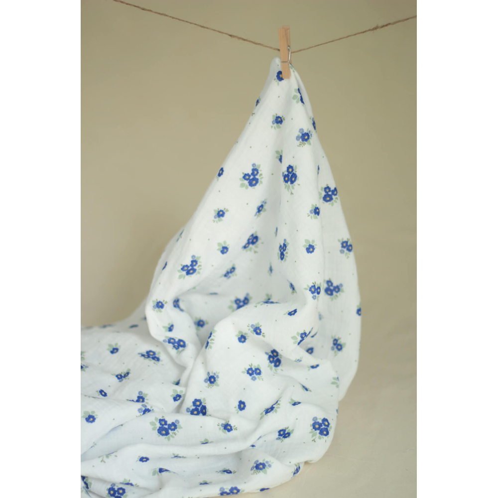 copy of ROZEN - Double gaze de coton BIO blanc motif exclusif