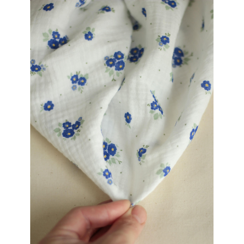 copy of ROZEN - Double gaze de coton BIO blanc motif exclusif