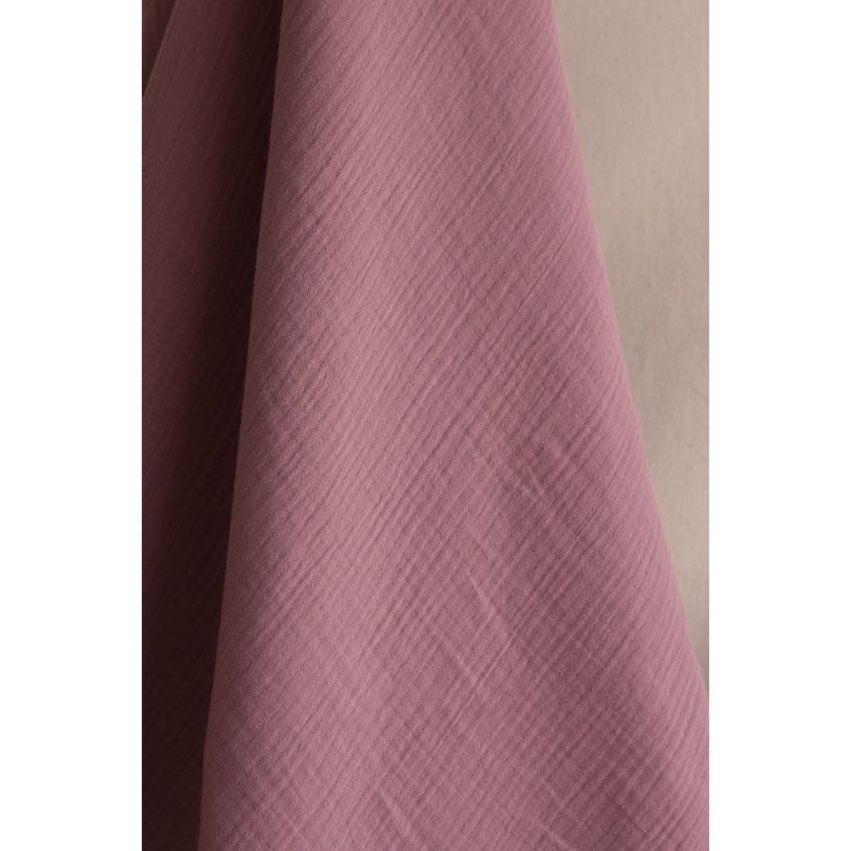 Double gaze de coton BIO unie bois de rose