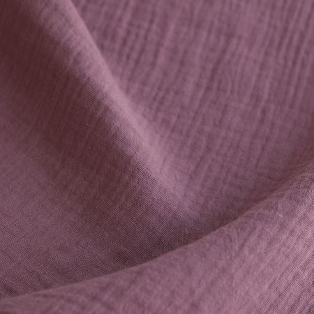 Double gaze de coton BIO unie bois de rose