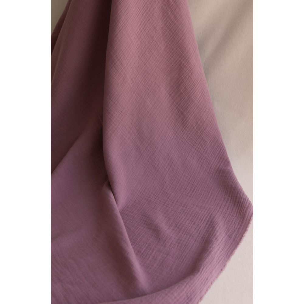 Double gaze de coton BIO unie bois de rose
