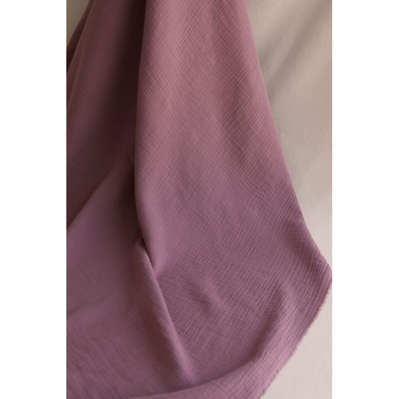 Double gaze de coton BIO unie bois de rose