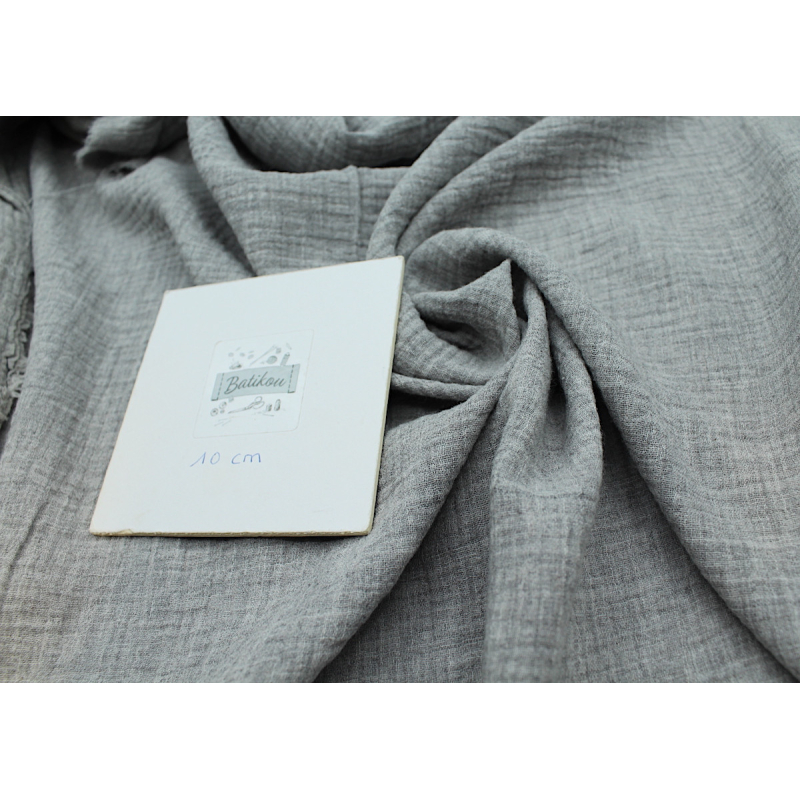Double gaze de coton BIO chiné coloris GRIS