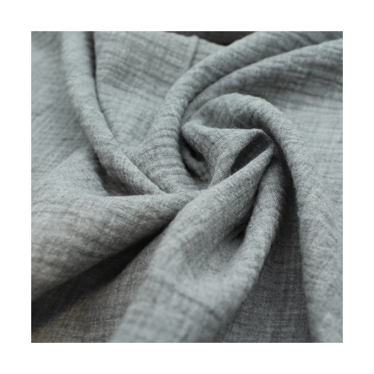 Double gaze de coton BIO chiné coloris GRIS