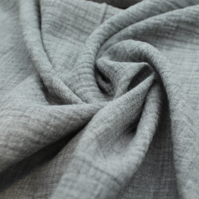 Double gaze de coton BIO chiné coloris GRIS