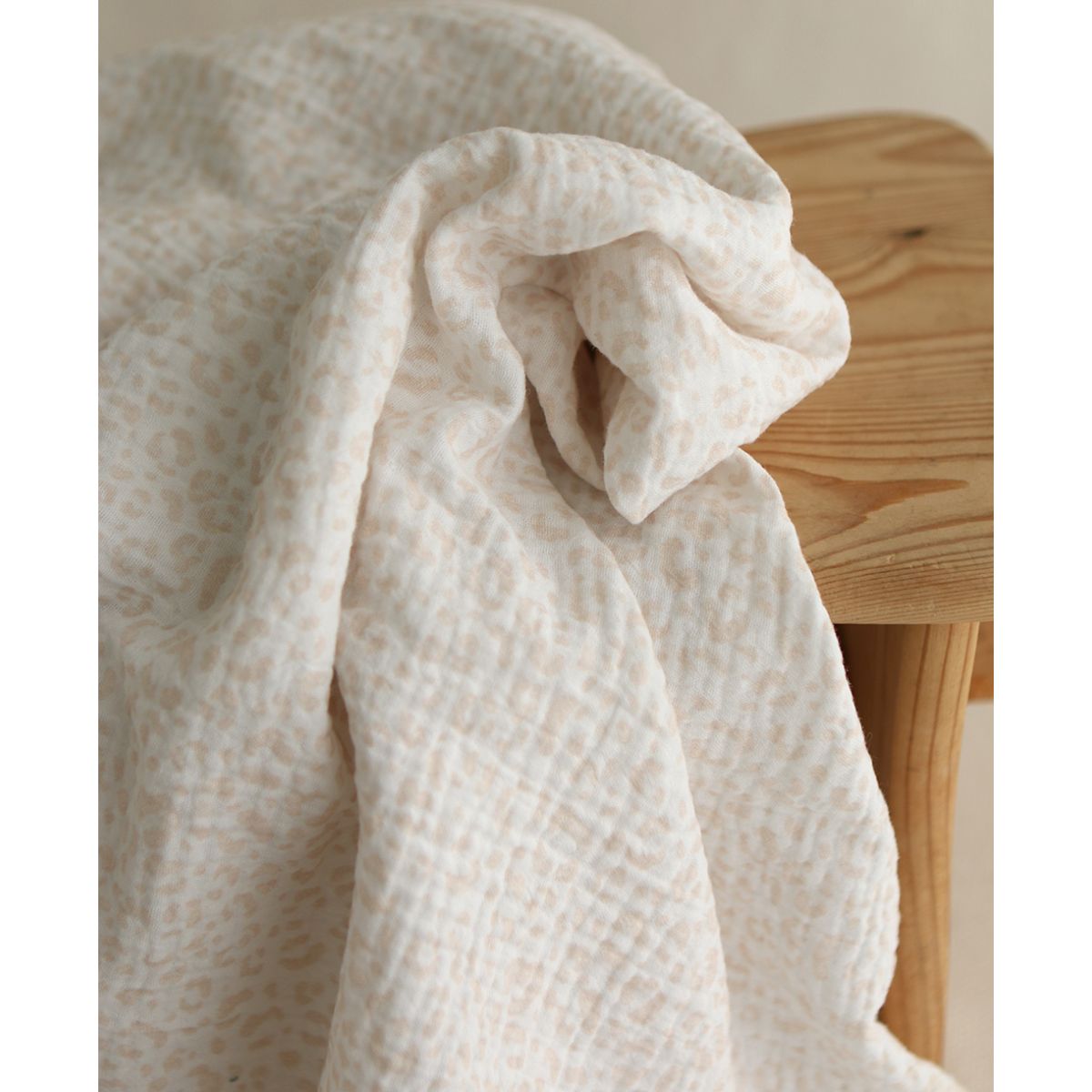 Double gaze de coton imprimés graou beige clair