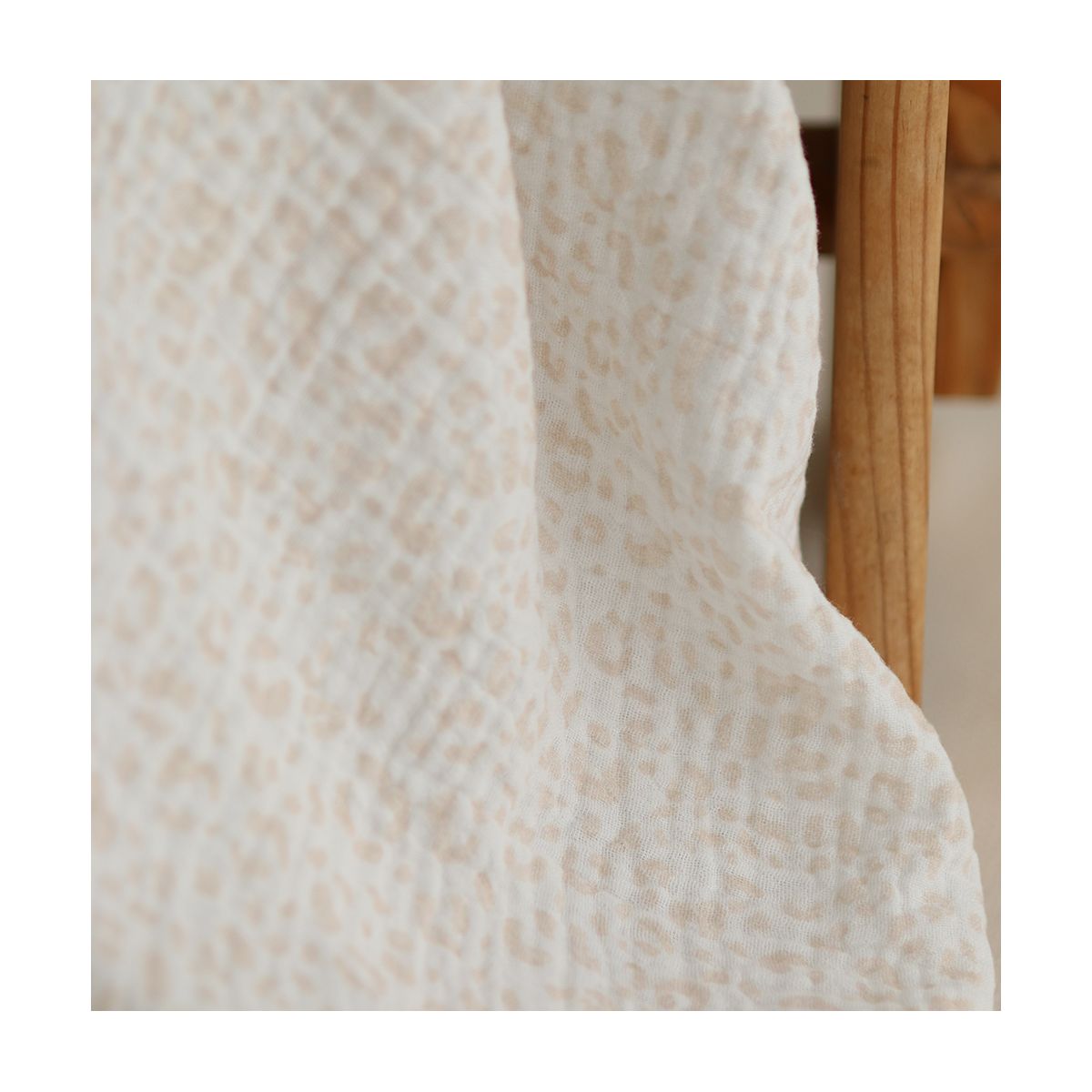 Double gaze de coton imprimés graou beige clair