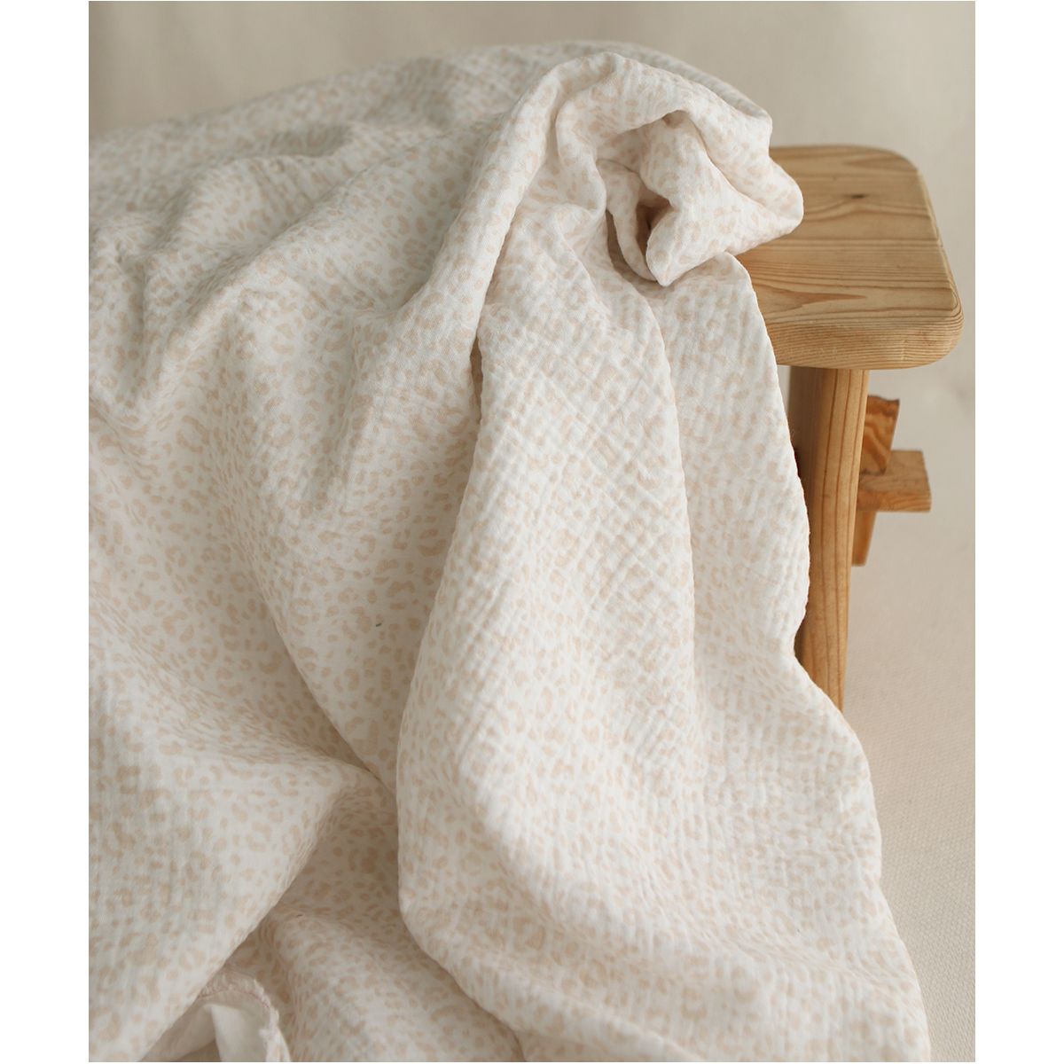 Double gaze de coton imprimés graou beige clair