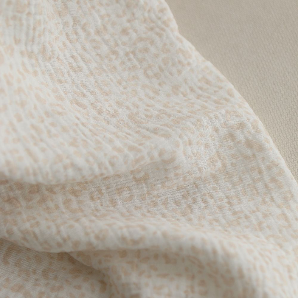 Double gaze de coton imprimés graou beige clair