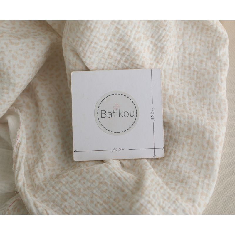 Double gaze de coton imprimés graou beige clair