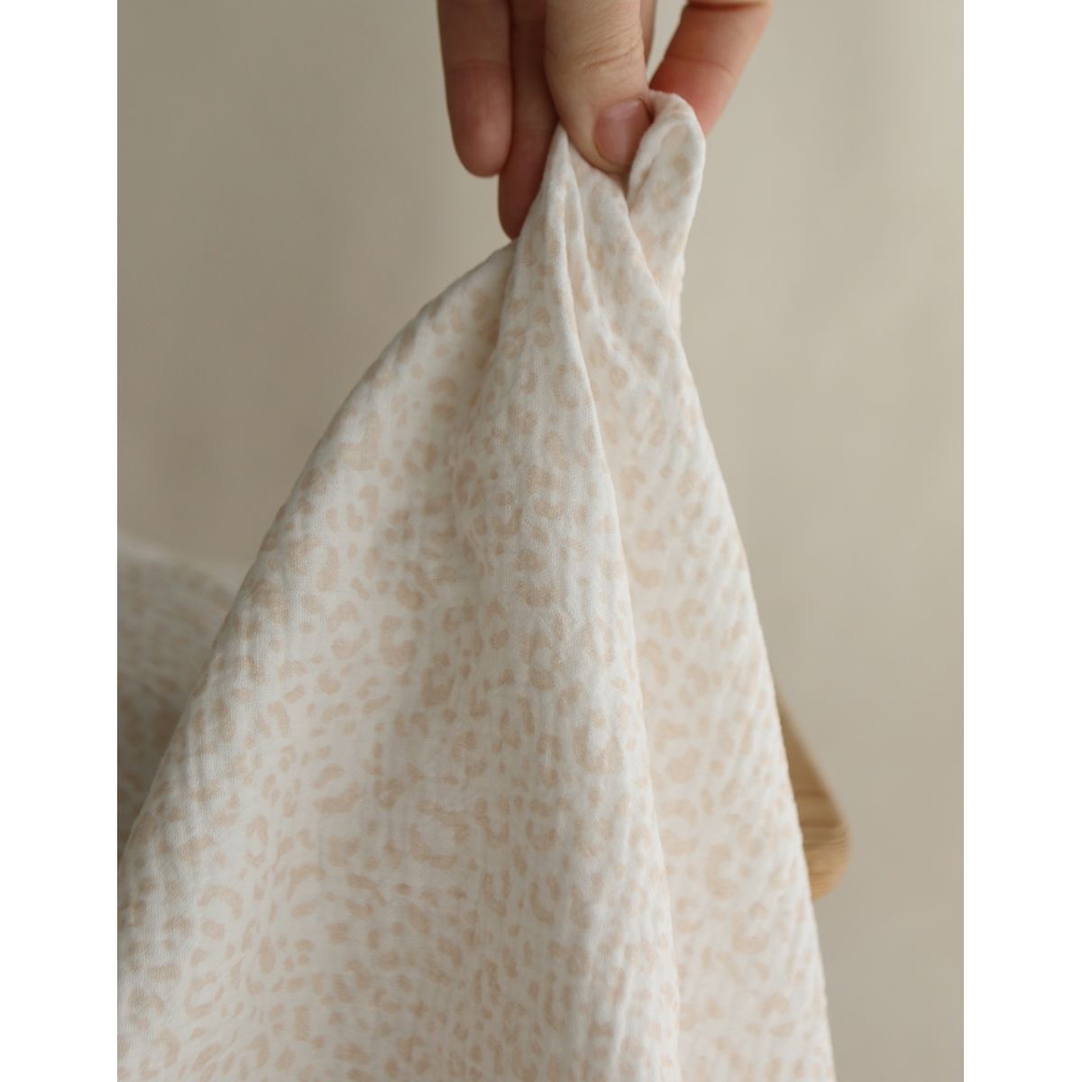 Double gaze de coton imprimés graou beige clair