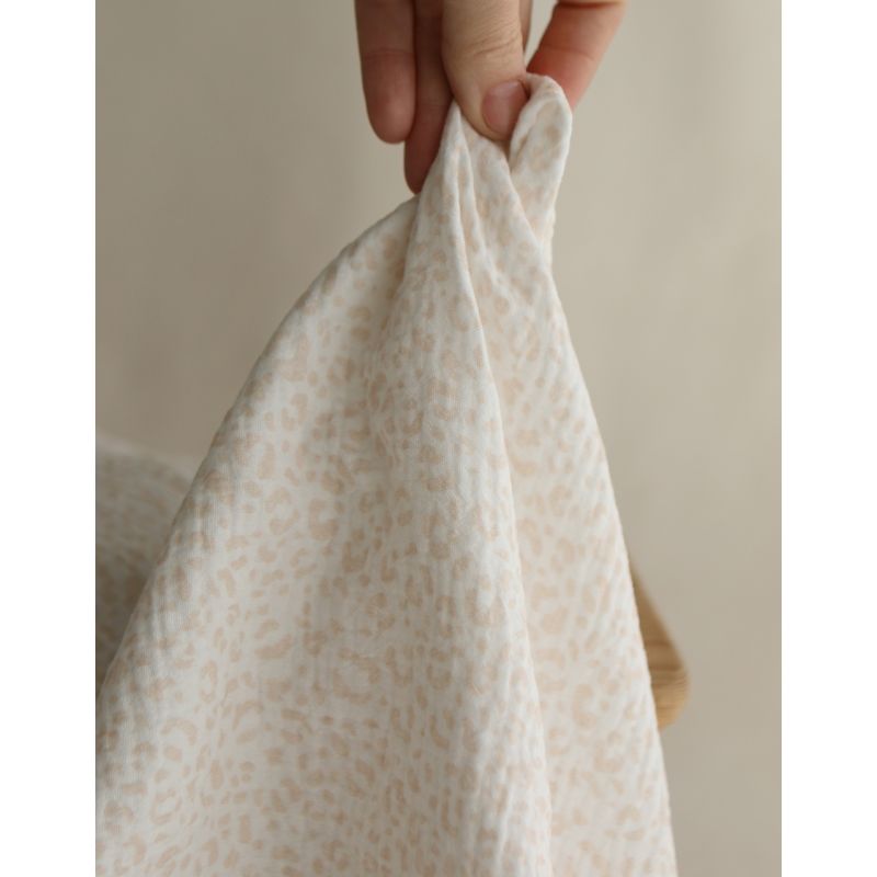 Double gaze de coton imprimés graou beige clair