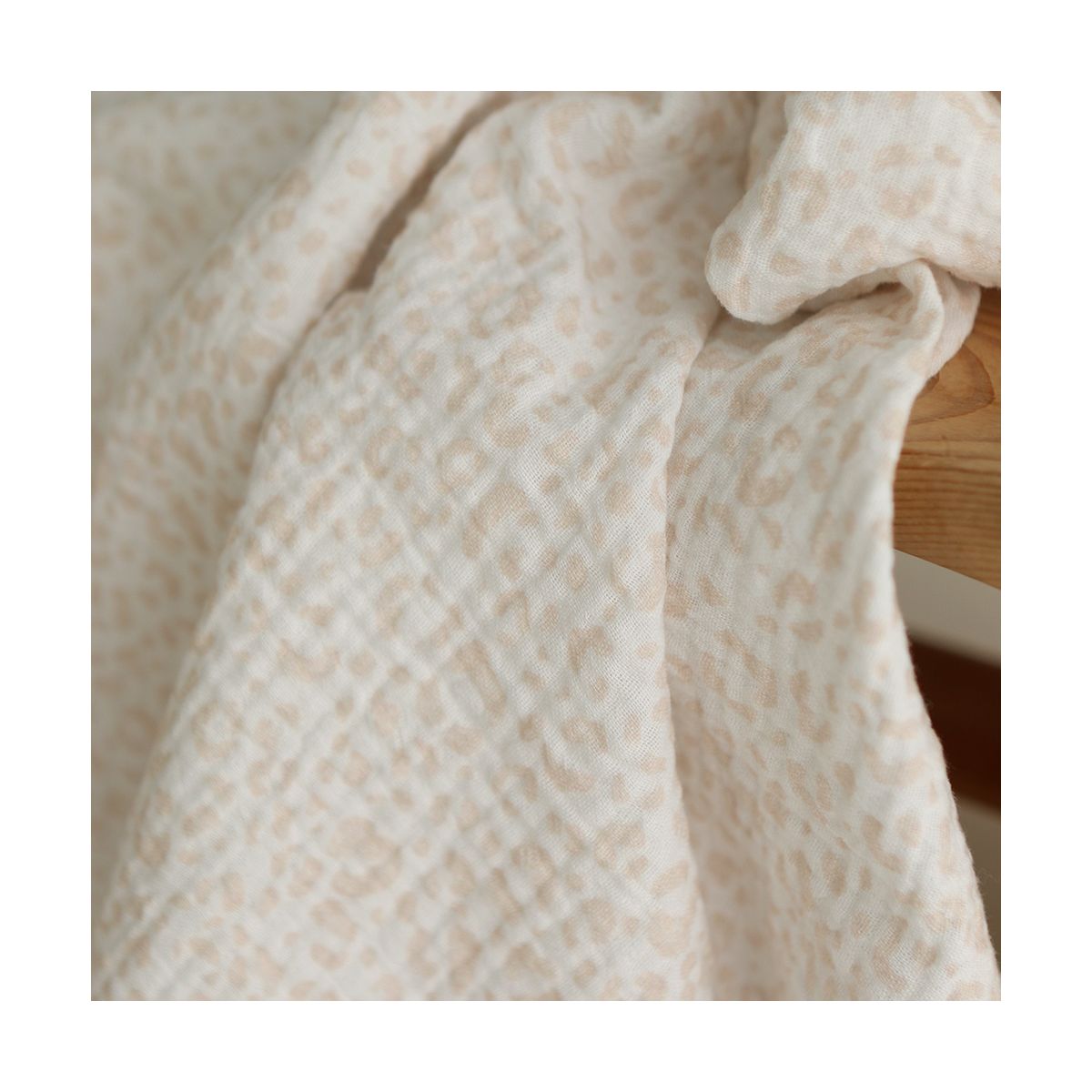 Double gaze de coton imprimés graou beige clair