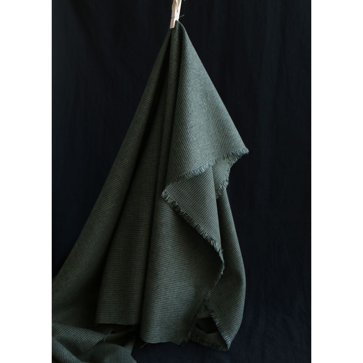 Coco - Coton gratté doux tissage mini pied de poule (pied de puce) Kaki