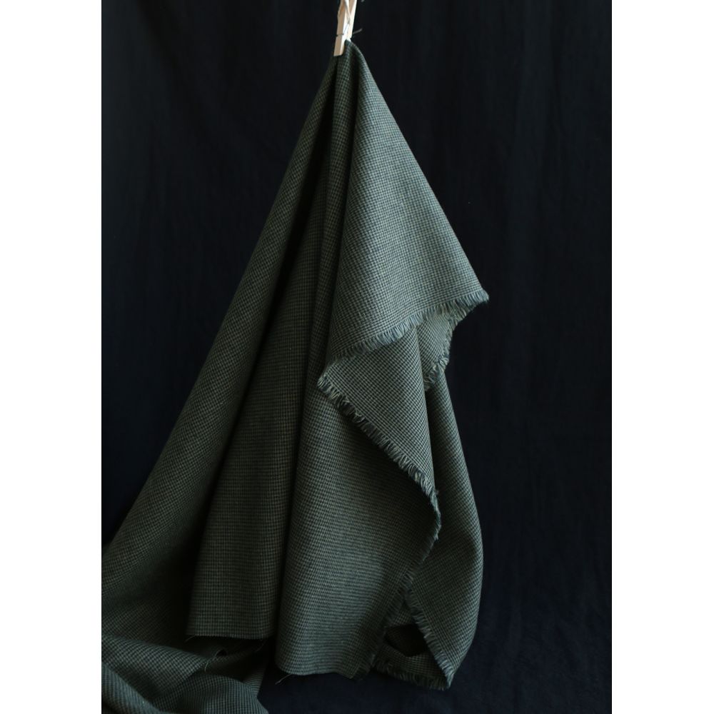 Coco - Coton gratté doux tissage mini pied de poule (pied de puce) Kaki