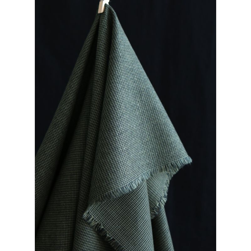 Coco - Coton gratté doux tissage mini pied de poule (pied de puce) Kaki