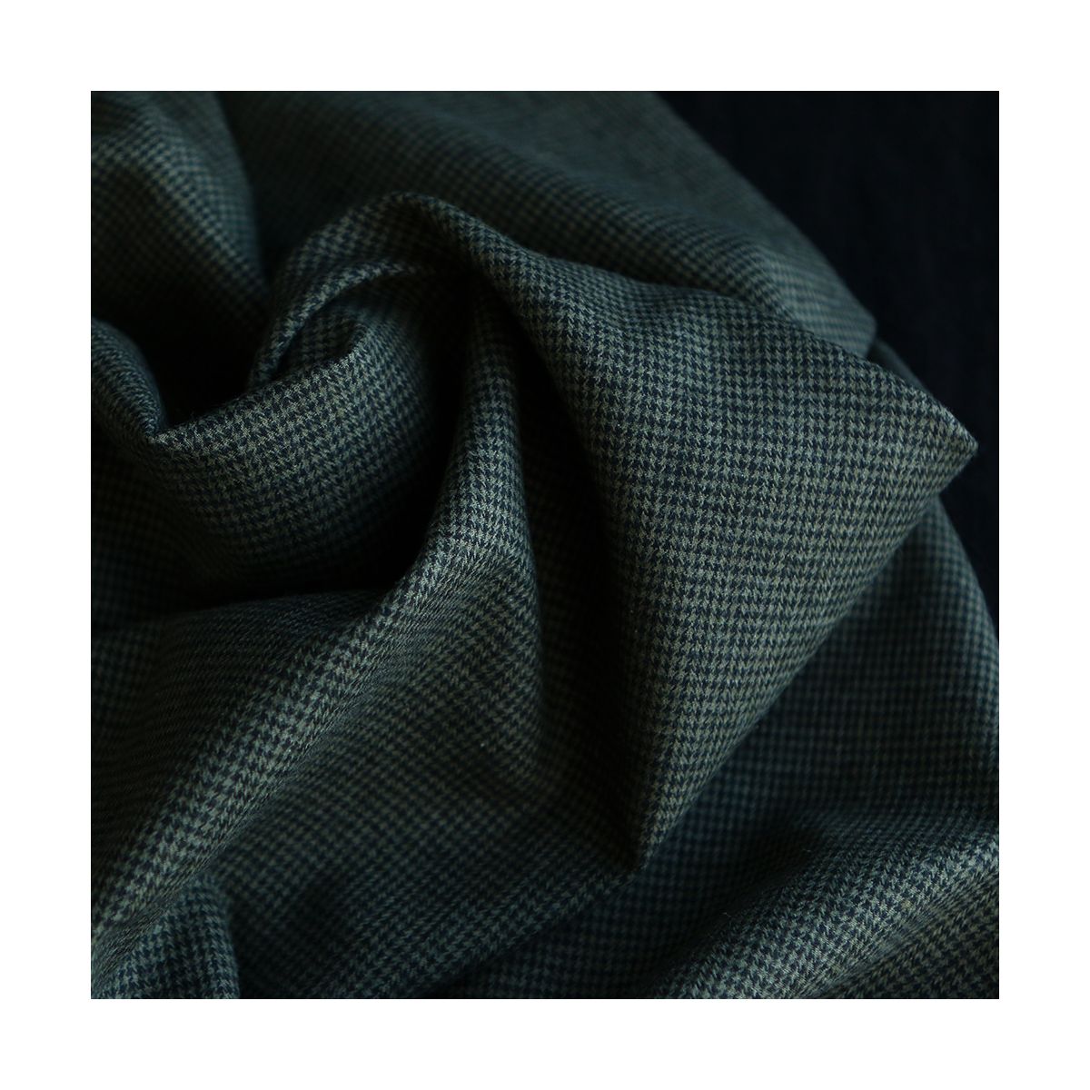 Coco - Coton gratté doux tissage mini pied de poule (pied de puce) Kaki