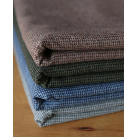 Coco - Coton gratté doux tissage mini pied de poule (pied de puce) Kaki