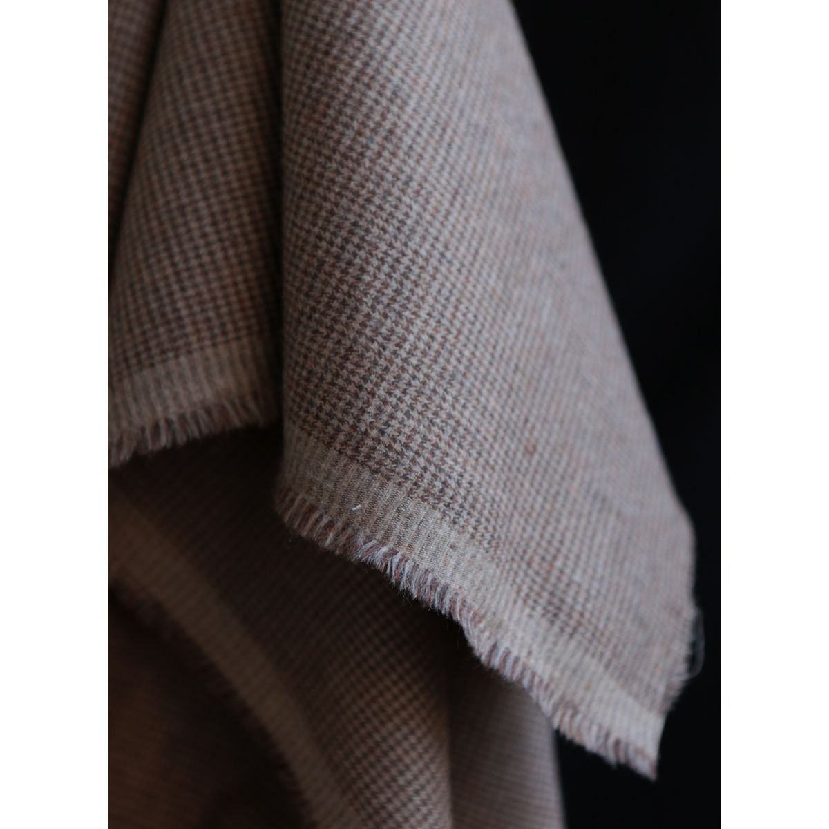 Coco - Coton gratté doux tissage mini pied de poule (pied de puce) Marron